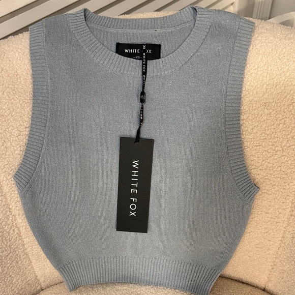 White Fox Boutique Blue Knit Set - Crop top and Mini Skirt - Picture 3 of 11